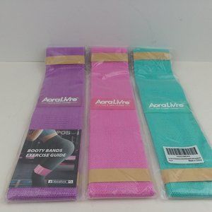 AoraLivre Strength Fabric Booty Bands 3 Pack